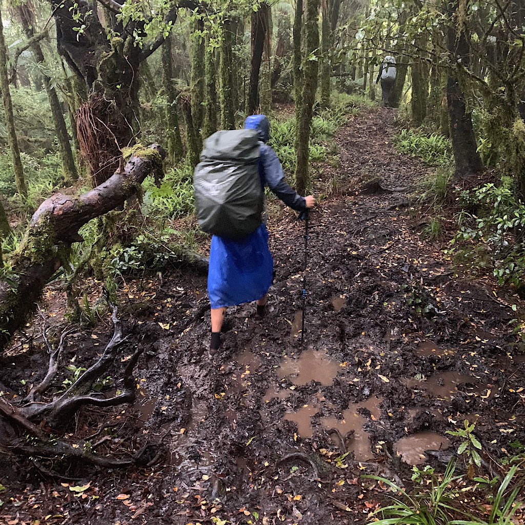 It's always best just to go straight through the mud as Floris does wearing his rain "kilt."