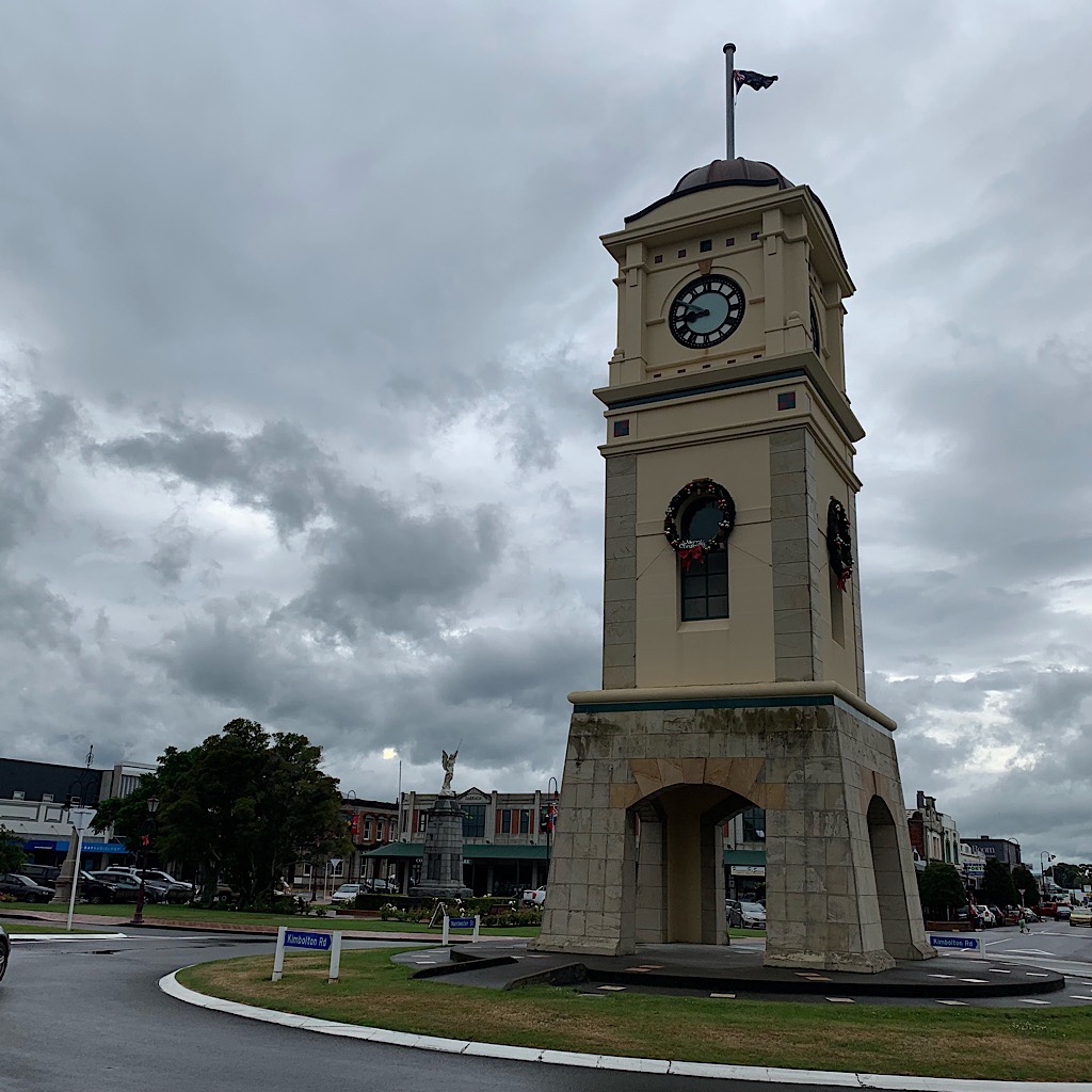The roundabout in Feilding where I got a lot of looks – and "good on you's" – walking by with sticks and a backpack. 