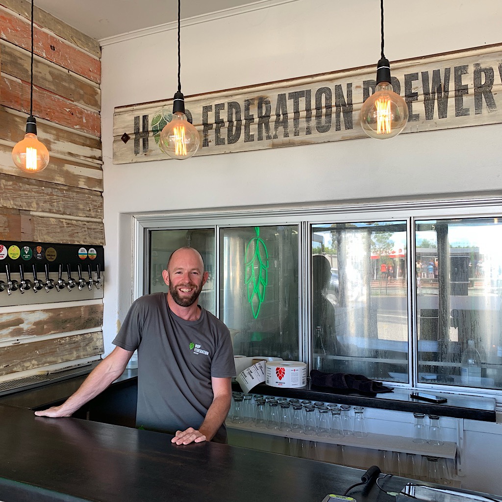 The friendly barkeep at Hop Federation Brewery where I had an NPA – Nelson Pale Ale. 