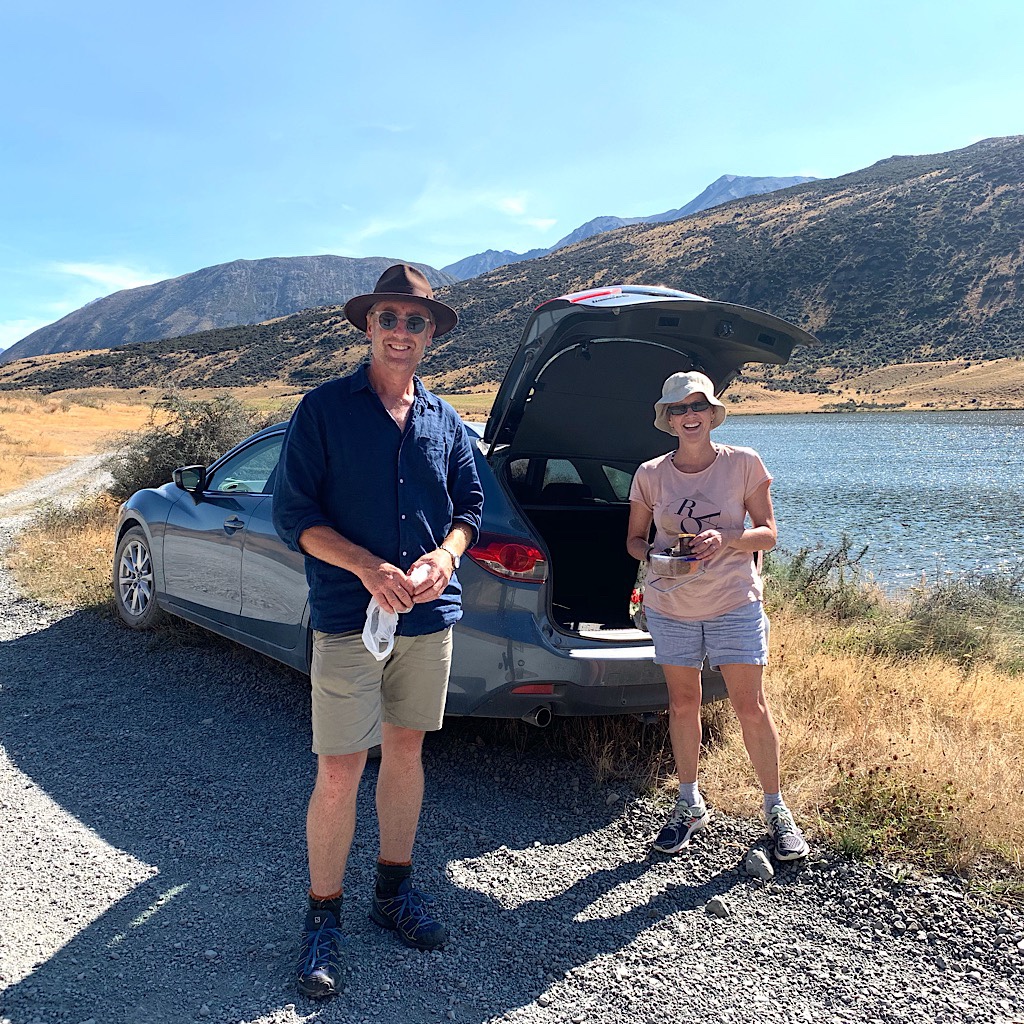 Neil and Kate collecting St. John's Wort on the side of the road. They gave me a ride to the other side of the Rakaia River and became friends for life. 