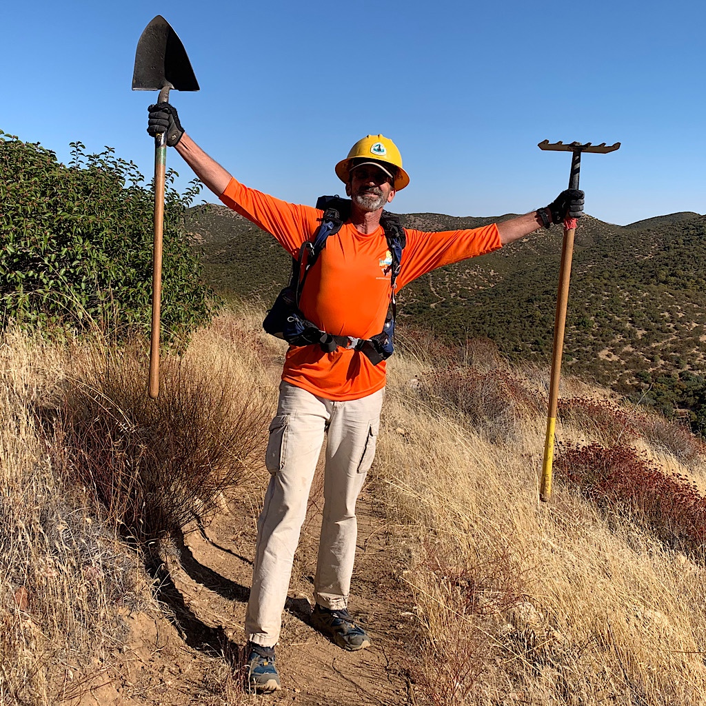 A happy trail worker on the desert section of the PCT.