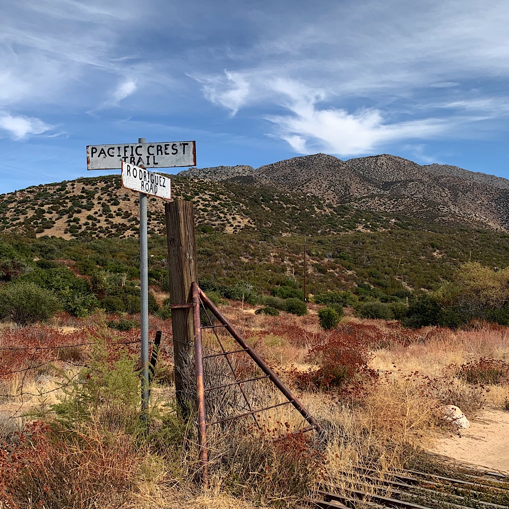 The Pacific Crest Trail crosses a road. 
