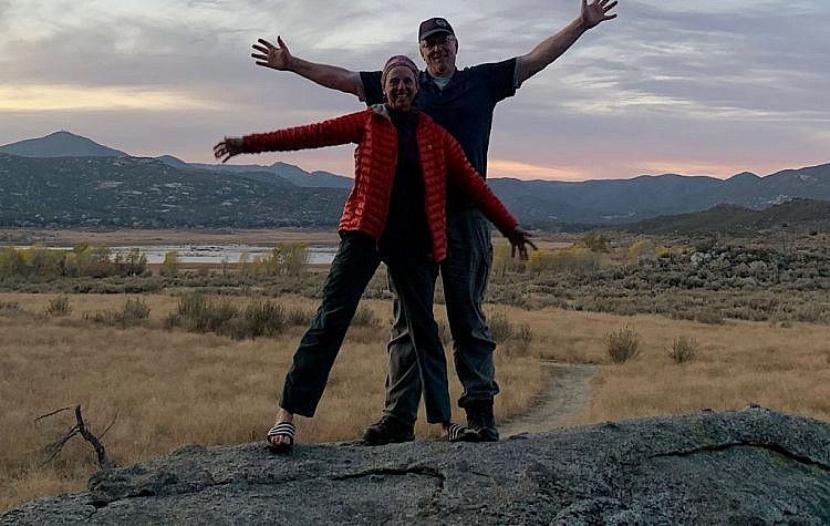 Richard and I pose at Lake Morena the final night of the PCT.