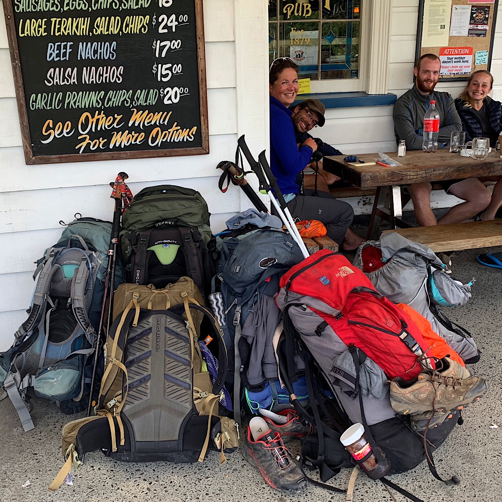 Stacked packs at the Puhoi Pub.