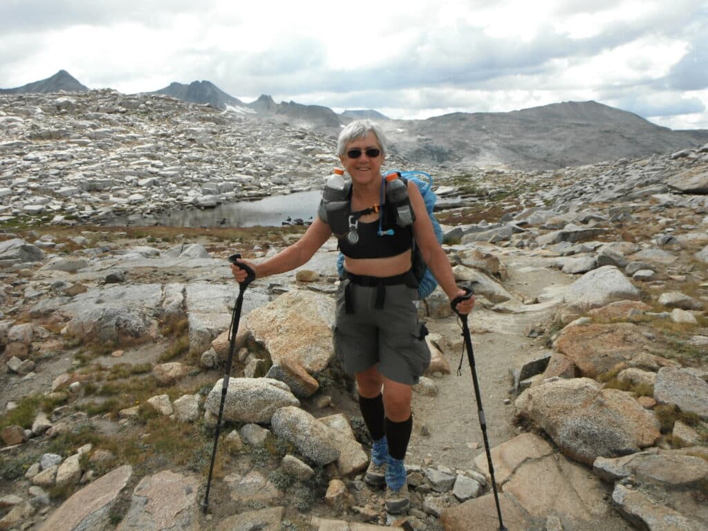 My heroine, Mary Davison, a few days shy of her 70th birthday walking the Pacific Crest Trail.